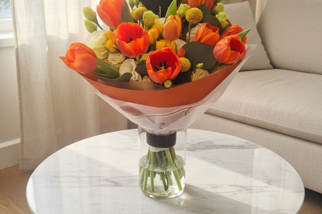 Ramo de tulipanes frescos en floreria Ponch CDMX