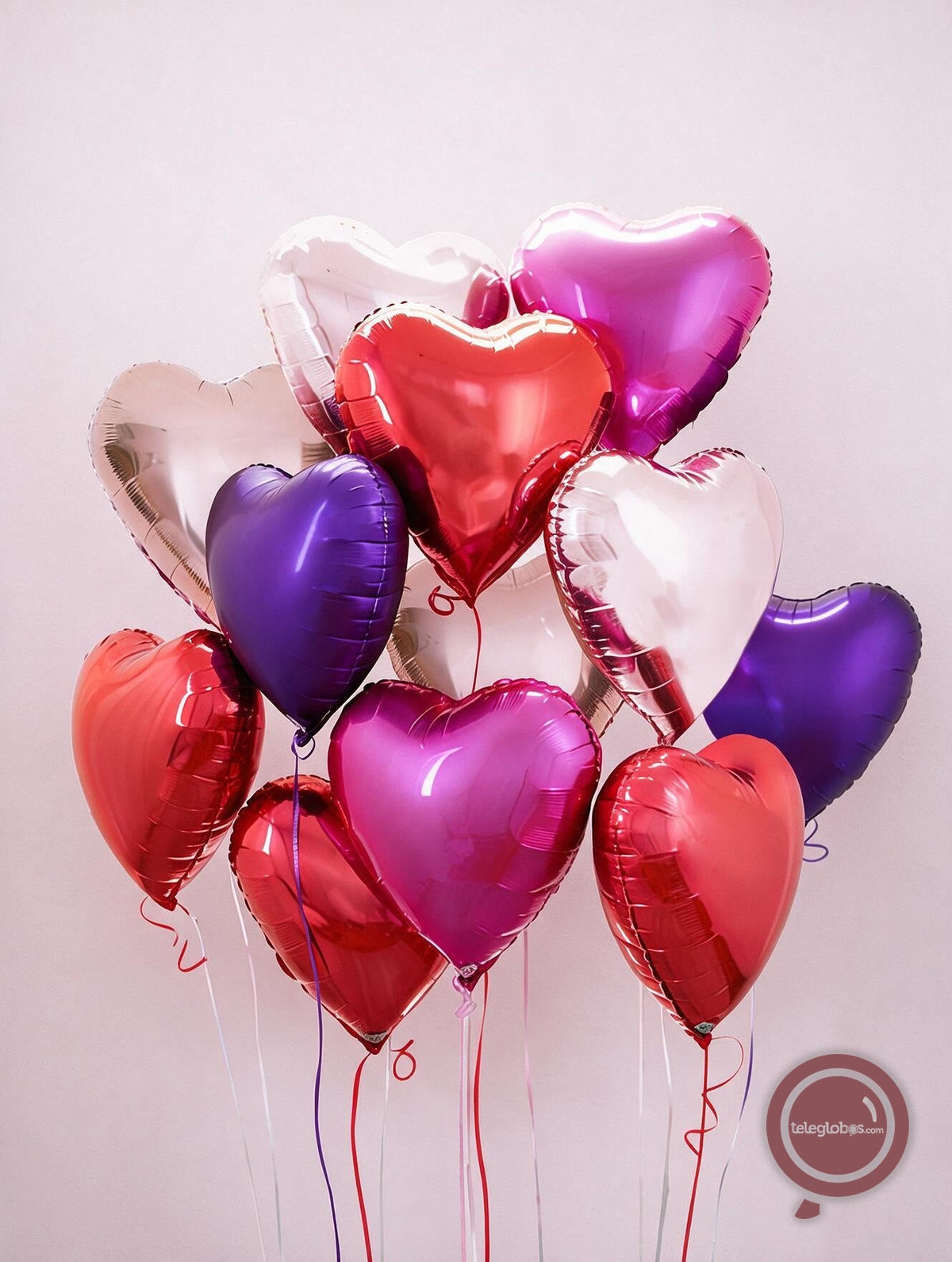 12 globos de corazones mix con helio