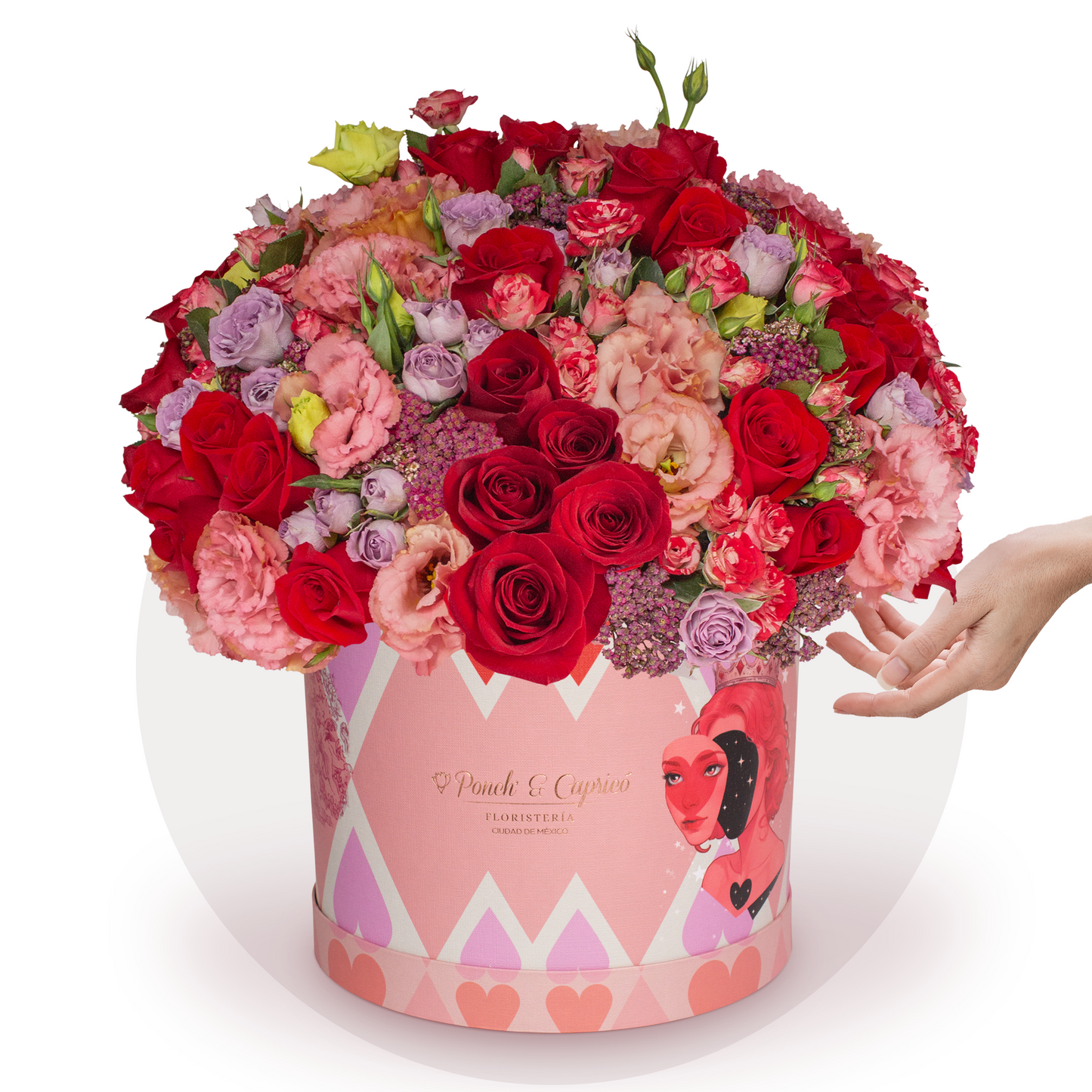 Arreglo Floral de Rosas Rojas, Mini Rosas y Lisianthus en Caja Premium - Envío Gratis en CDMX