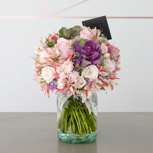 Arreglo floral de Mini Rosas, Montecasino y Astromelias Rosas -GI016-