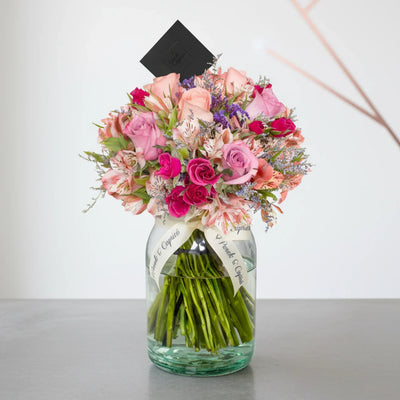 Arreglo floral de Rosas Mix, Alstromelia Rosa y Espuma -GI017-