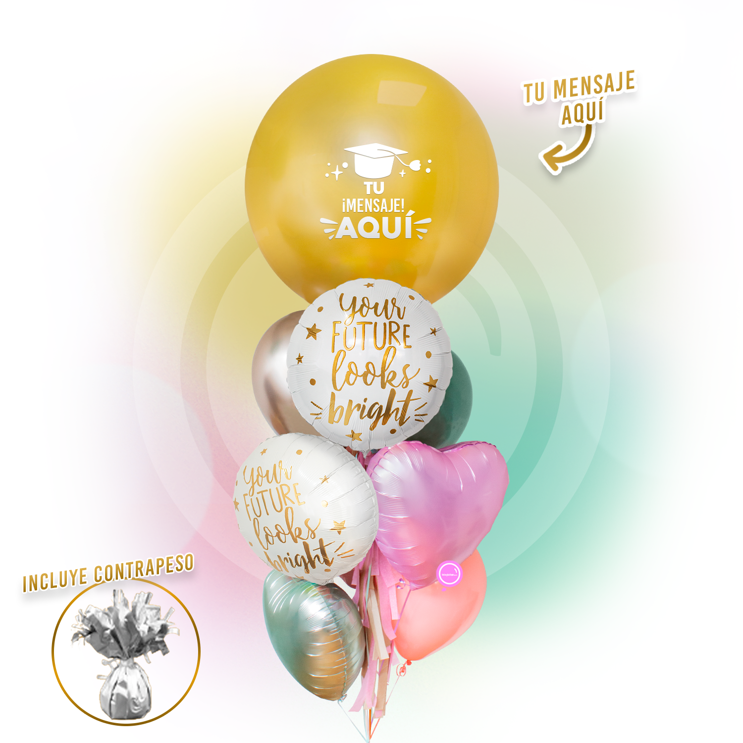 Bunch de Globos Inspira para Graduación - Your future looks bright -