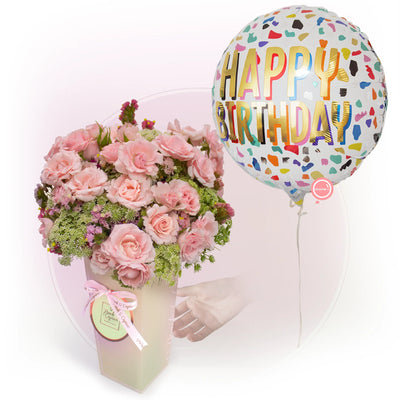 Ramo de Mini Rosas Rosadas y Encaje -CAM003-