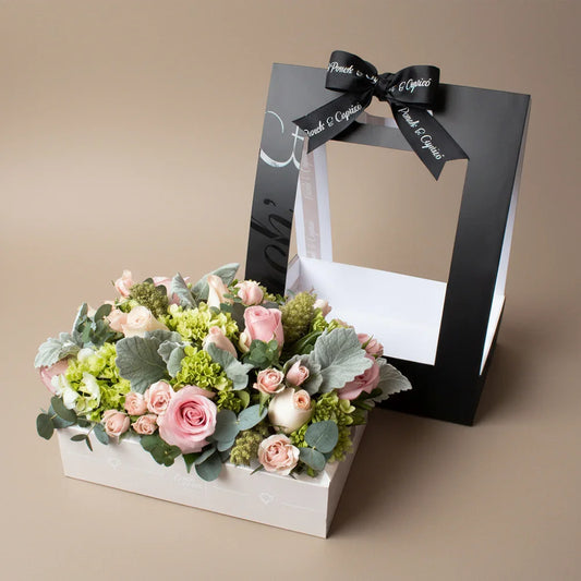 Flores en Caja | Canasta de Flores Naturales | Rosas Rosadas