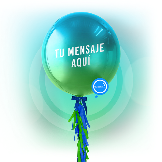 Orbz Azul/Verde con helio personalizado globo con helio tornasol globo metalico globo metalizado globo verde globo azul