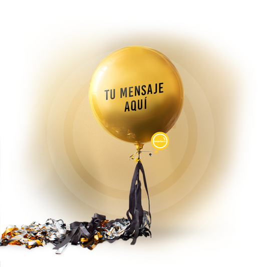 Orbz Dorado con helio personalizado