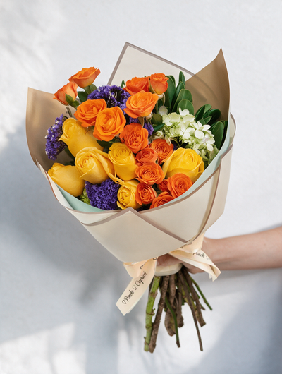 Ramillete de Rosas, Mini Rosas y Hortensias - PRAM010