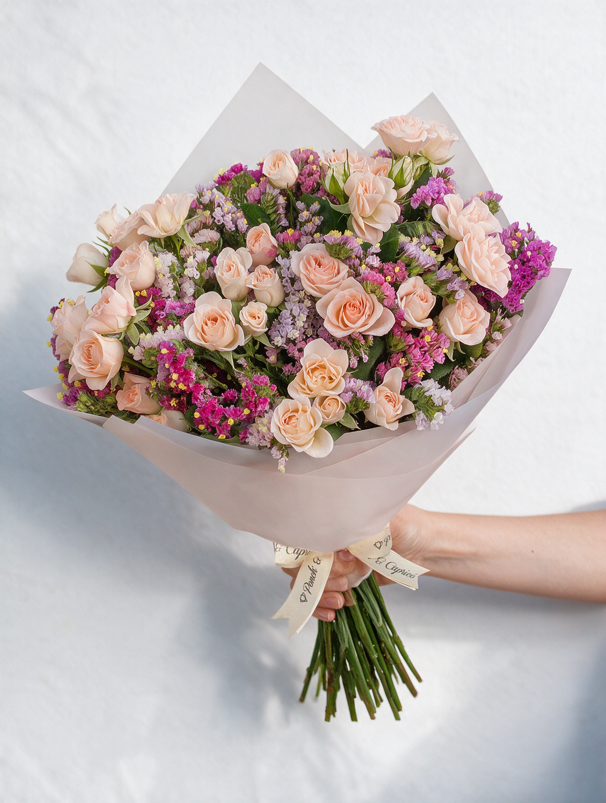 Ramo de Mini Rosas Rosadas y Estate -PRAM061-