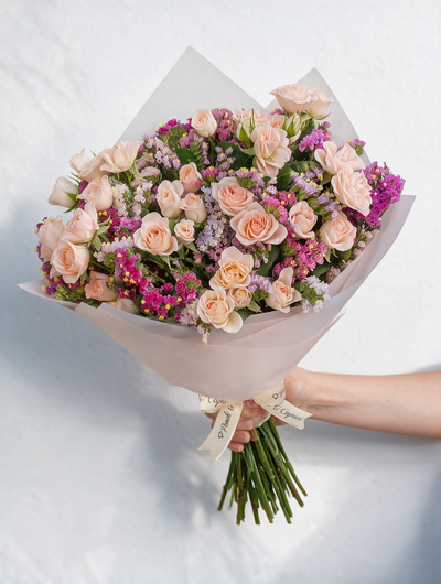 Ramo de Mini Rosas Rosadas y Estate -PRAM061-