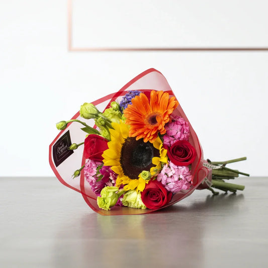 Ramo de Gerberas, Rosas Mixtas, Lisianthus, Lili, Girasol - PRAM015 Ponch y Caprico Floreria CDMX