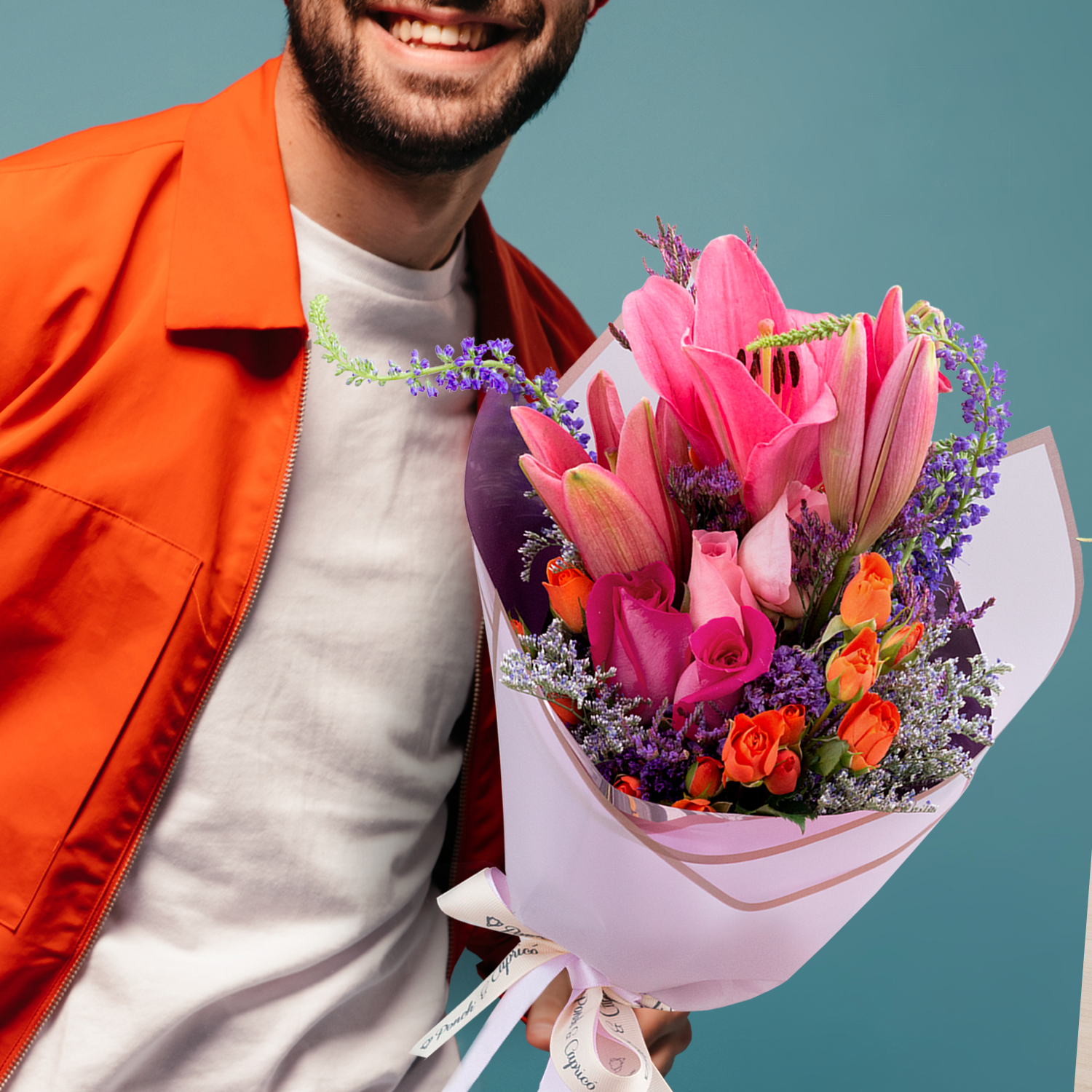 Ramos de flores Flores para Hombre Arreglo de flores lirio rosas Ponch & Caprico Ciudad de Mexico