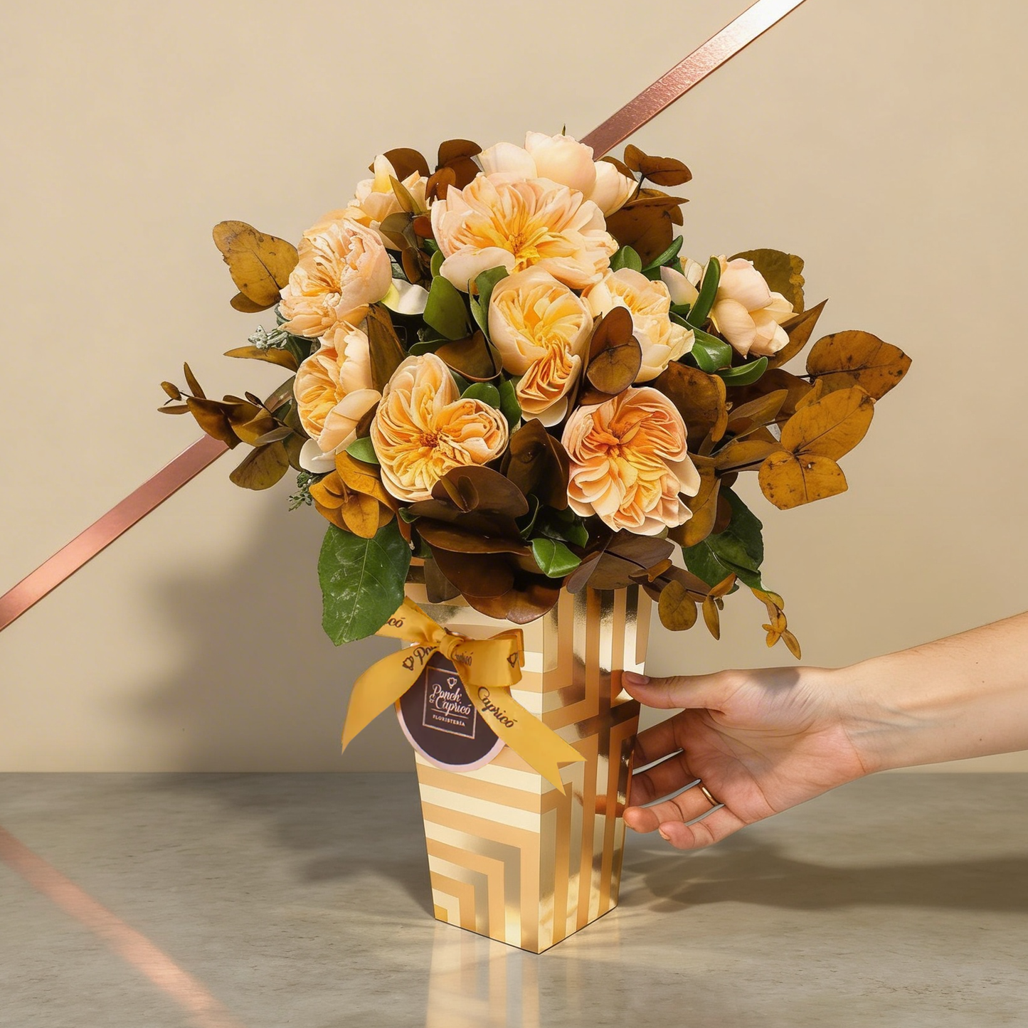 Arreglo Floral de Rosas Inglesas Melón -LUX002-