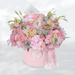 Rosas Mix, Lisianthus Pecoté y Mini Rosas en Caja -Domo Rosado-