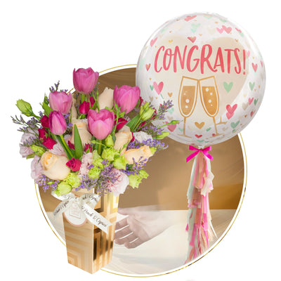 Arreglo Floral de Tulipanes, Rosas y Lisianthus -LUX006-