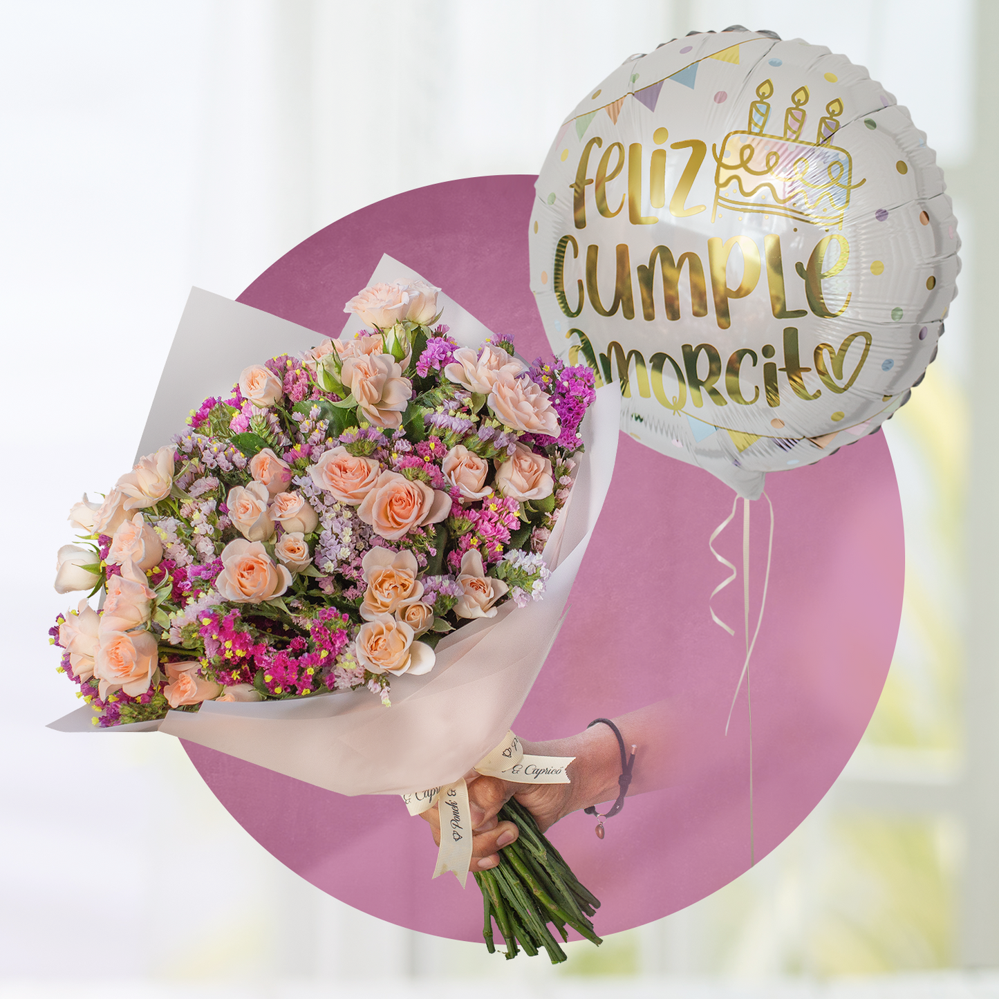 Bouquet de mini roses et roses du domaine -PRAM061-