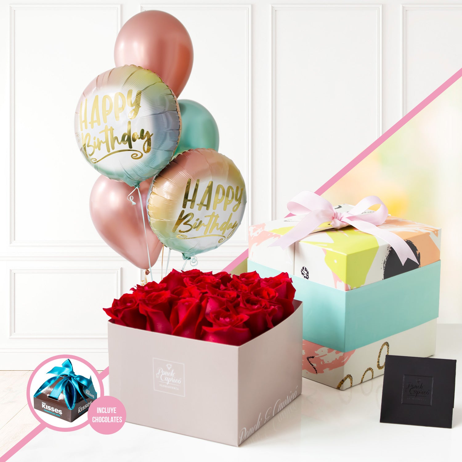 Caja Sorpresa + Bouquet de Globos Cumpleaños -SET033- – Ponch