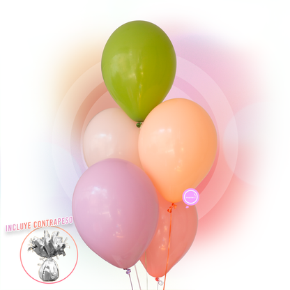 Torre de 5 Globos de Látex Extra Premium de 11" Inflados con Helio - Glamorous Pumpkins -