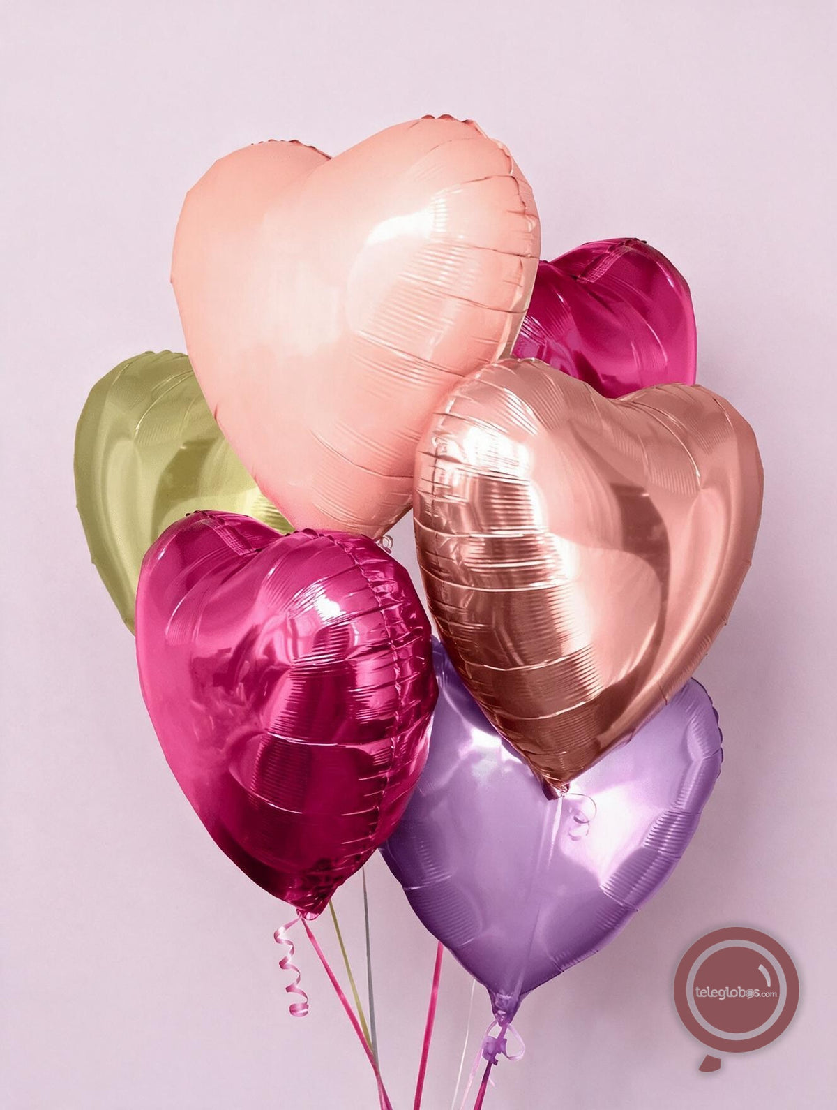 Bouquet de Globos de Corazones Metálicos - Rainbow Hearts