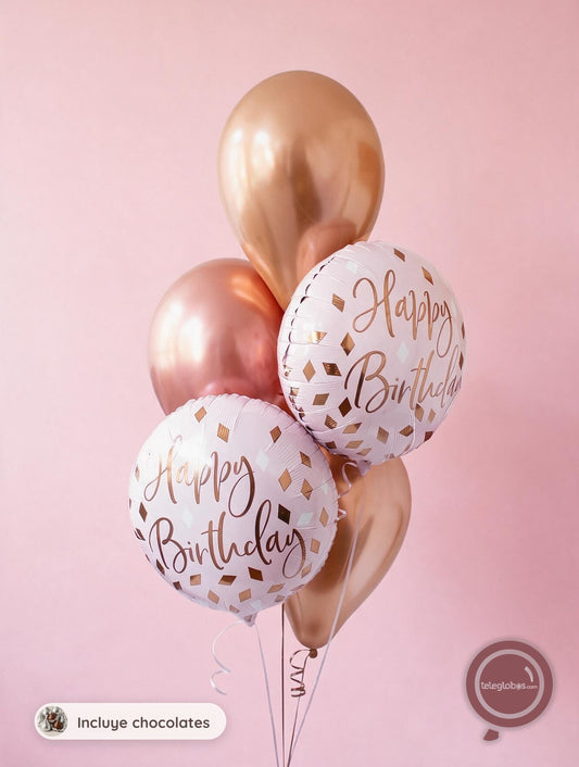 Bouquet de Globos Rosados de Cumpleaños - BC237