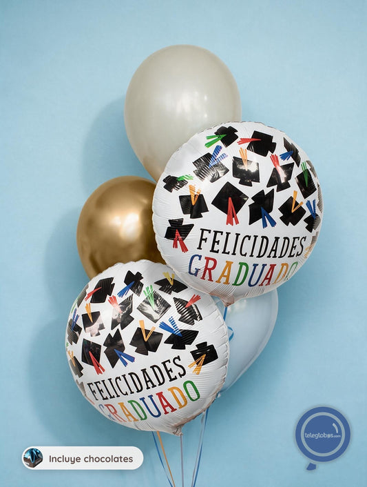 Bouquet de Globos para Graduación - Felicidades Graduado -