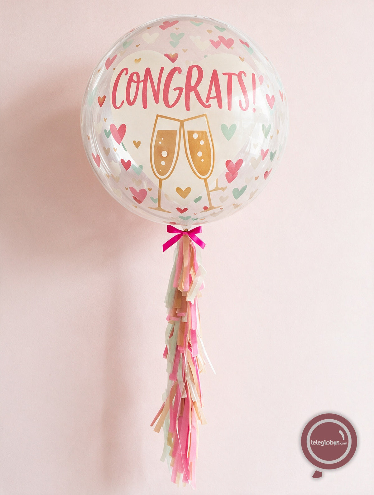 Globo Burbuja de 24" - Congrats Hearts