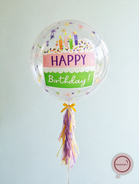 Globo Burbuja de 24" - Happy Birthday Cake Slice