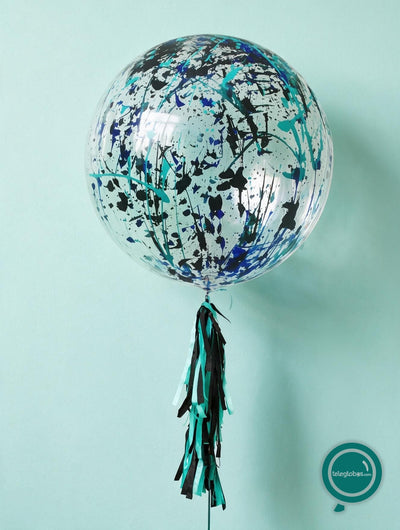 Globo Burbuja de 24" con Pintura Azul, Negro y Turquesa
