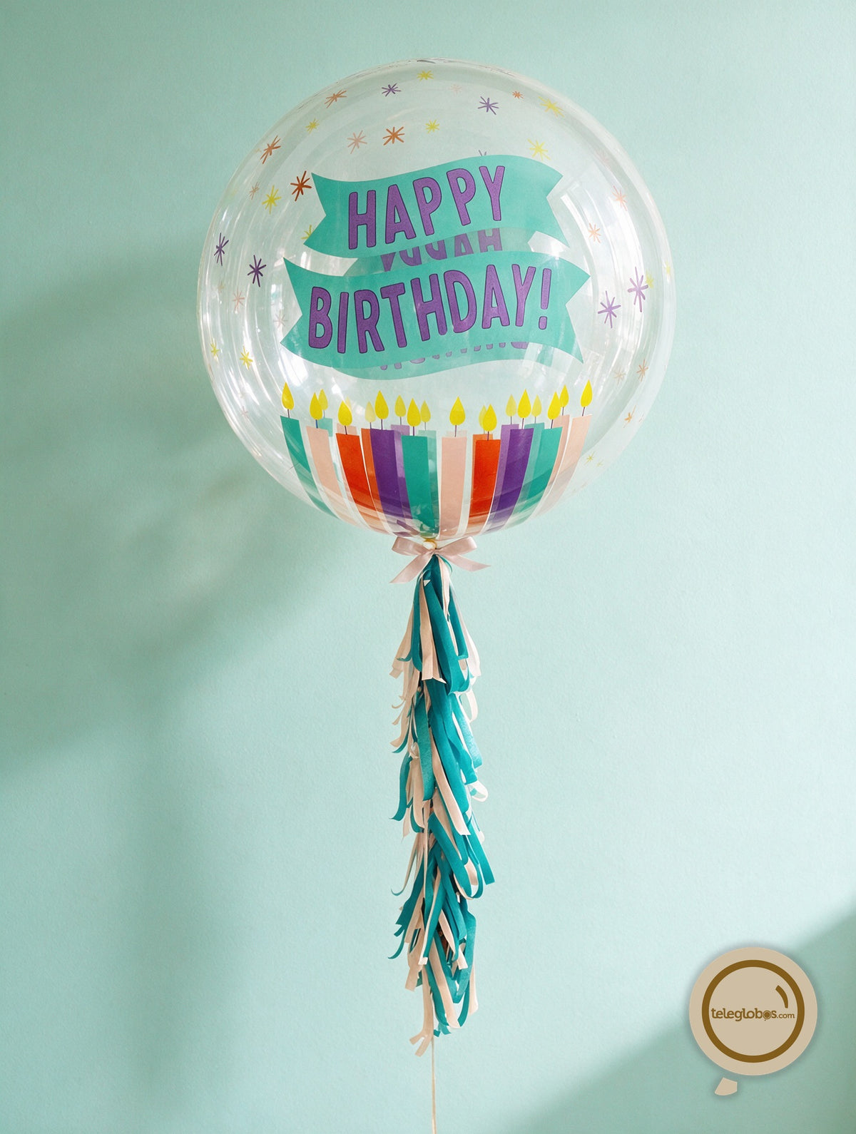Globo Burbuja Crystal de 24" - Happy Birthday Candles Clearz