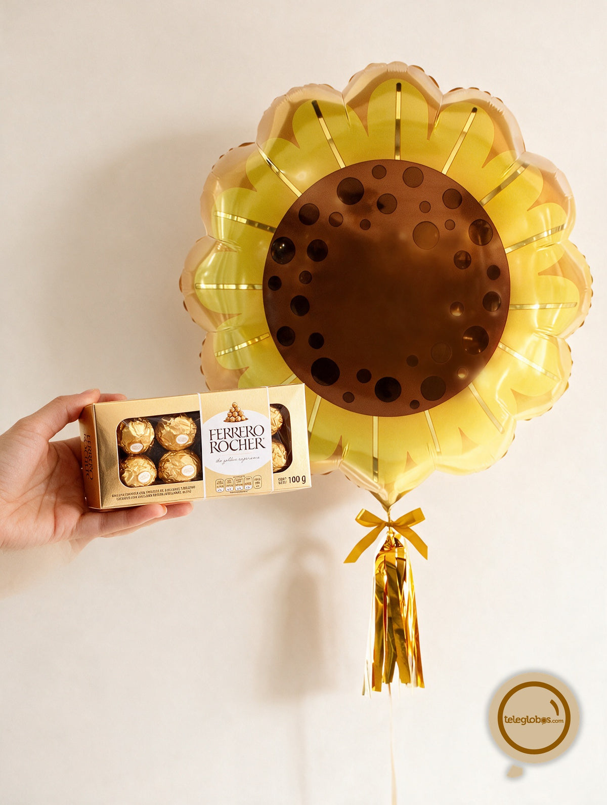 Globo gigante de Girasol con Chocolates Ferrero