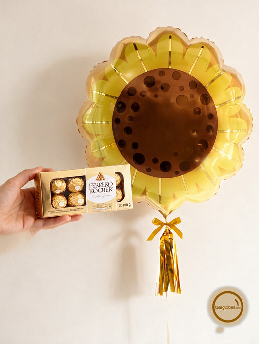 Globo gigante de Girasol con Chocolates Ferrero