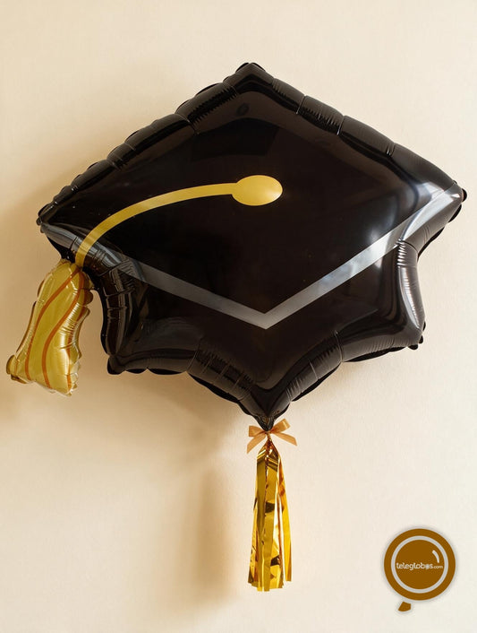 Globo Metálico Super Shape de 28" - Black Grad Cap (Birrete de graduación)