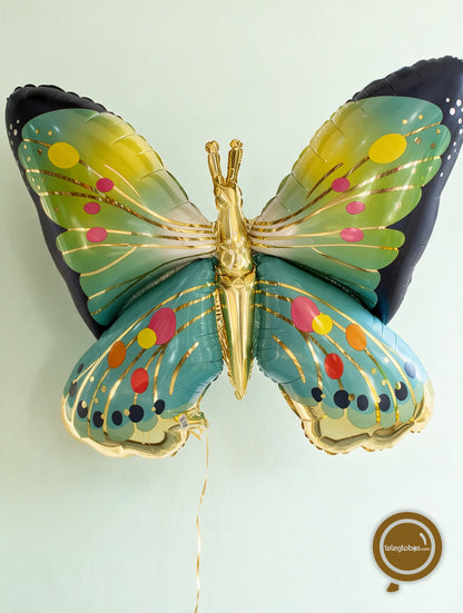 Globo Metálico de 30" - Vibrant Blue Satin Butterfly - Mariposa