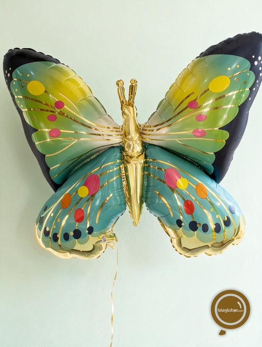 Globo Metálico de 30" - Vibrant Blue Satin Butterfly - Mariposa