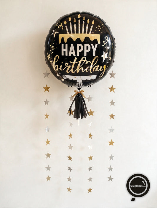 Globo Metálico Drop A Line de 30" - Happy Birthday Stars