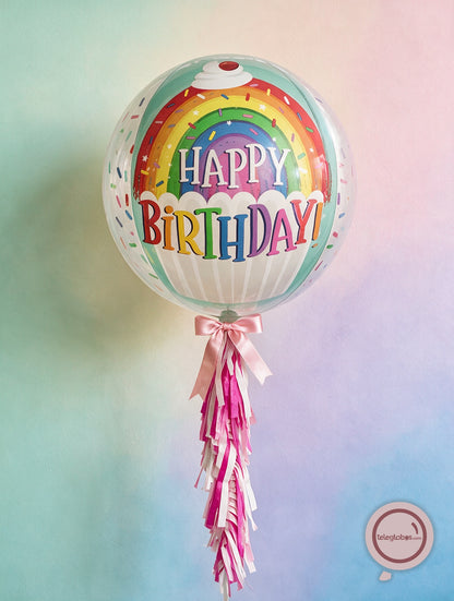 Globo ORBZ de 15" - Happy Birthday Rainbow Sprinkles