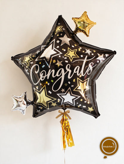 Globo Metálico Super Shape de 28" - Congrats Stars Congratulations