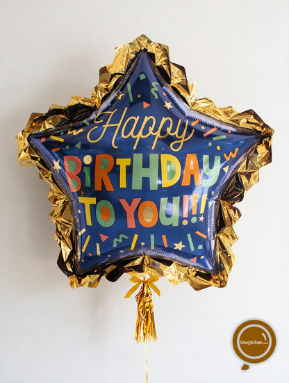 Globo Metálico Super Shape de 34" - Happy Bright Birthday