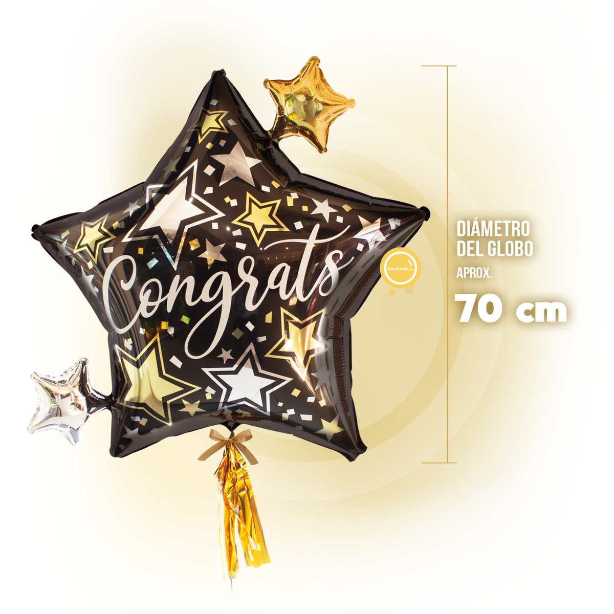 Bouquet de Globos con Helio -Congrats Black & Gold-