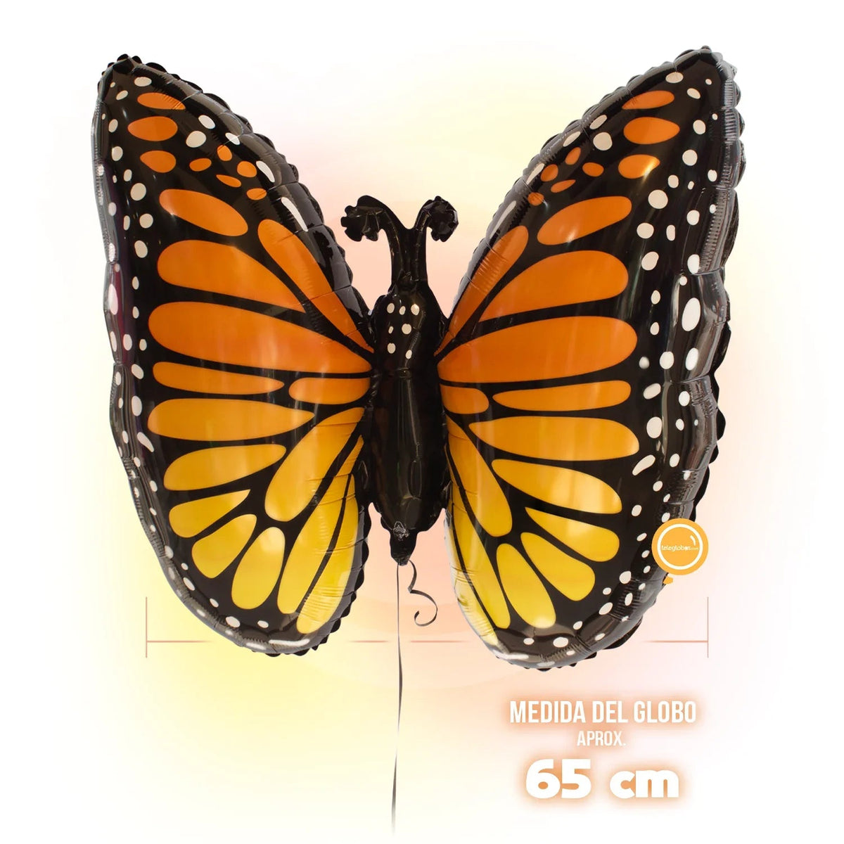 Globo mariposa monarca de 25 pulgadas con su medida — componente del set