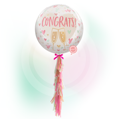 Globo Burbuja de 24" - Congrats Hearts