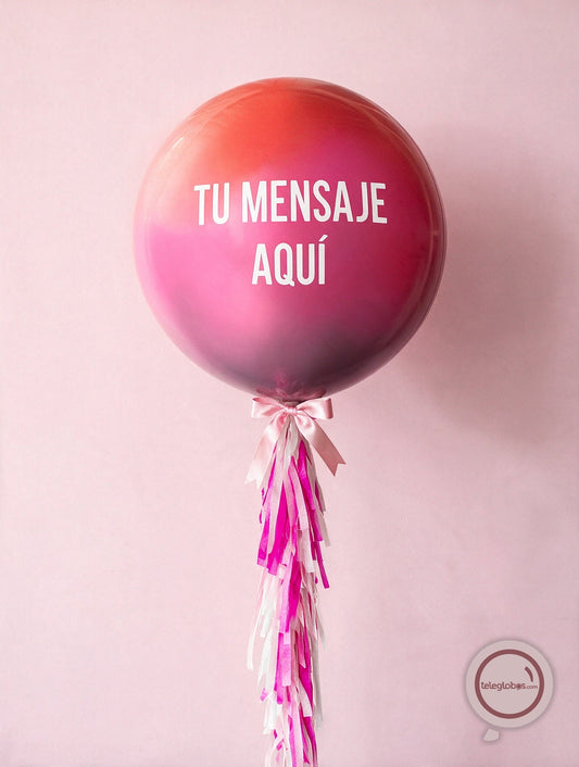 Orbz degradado Rojo/Magenta con helio personalizado -Escoge el texto-