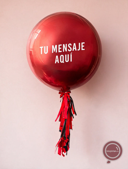Orbz Rojo con helio personalizado -Escoge el texto-