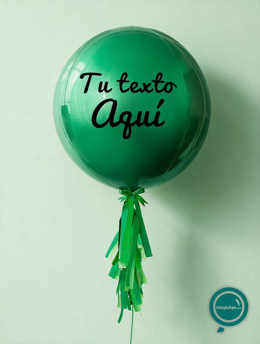 Globo Orbz Verde con helio personalizado -Escoge el texto-