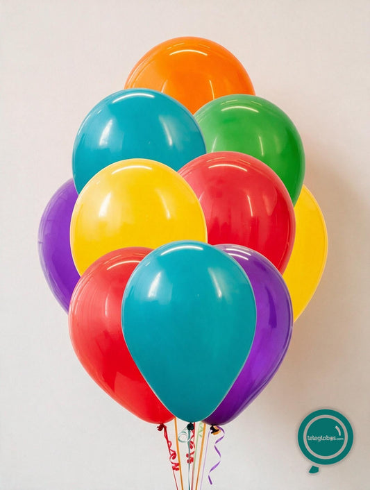 10 Globos de látex unicolor inflados con helio 12"