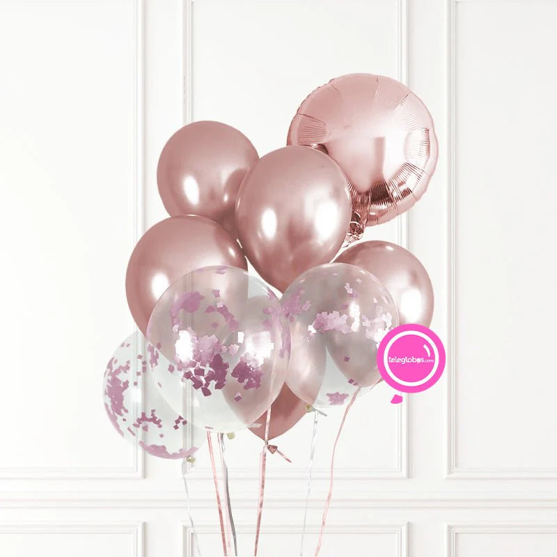 9个充气气球C/氦气的Ramo（铬，透明和金属）