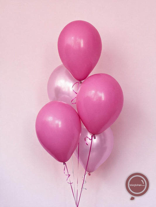 Torre de 5 Globos de Látex de 11" Baby Pink Inflados con Helio