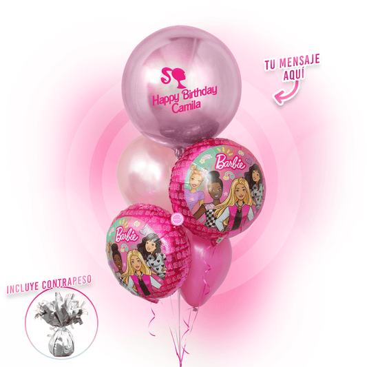 arreglos de flores y globos inflados con helio, inspirados en Barbie –  Ponch' & Capricó