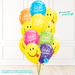 12 globos inflados con helio -Feliz cumpleaños y caritas con besitos- Bio* -RAC011-.