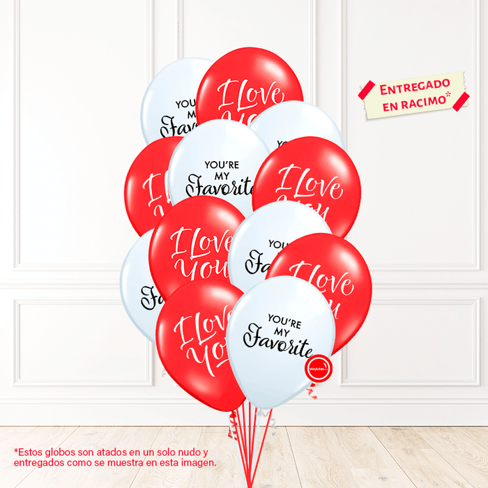 12 globos inflados con helio -I Love You / My Favorite- Bio* -RAC031-.