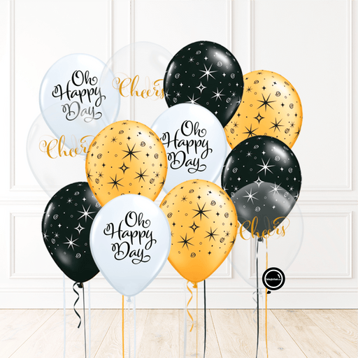 12 globos inflados con helio -Oh Happy Day/Cheers- Bio* -RAC014-.